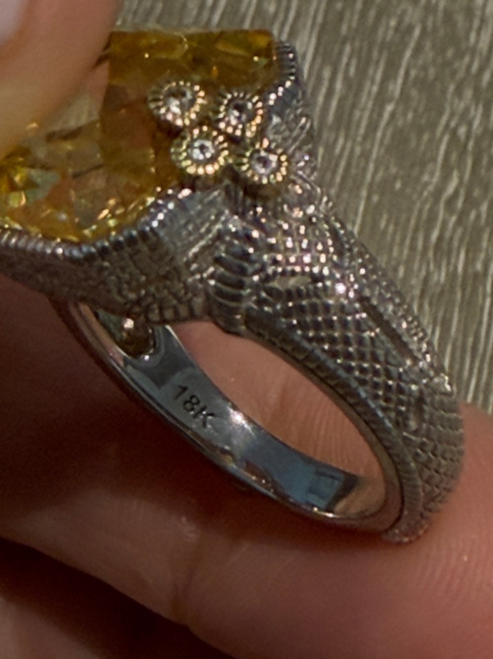 18K Yellow Citrine Filigree Ring